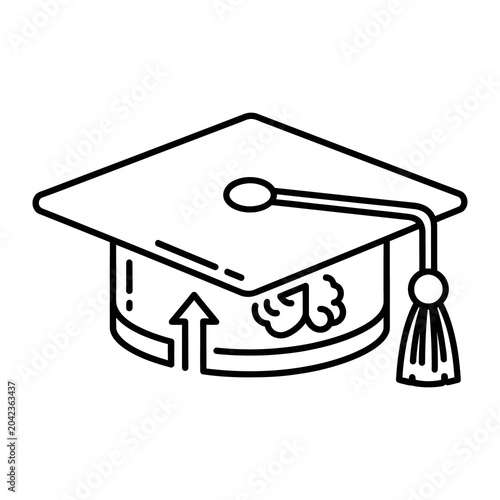 Graduation cap icon with tassel and academic symbol design