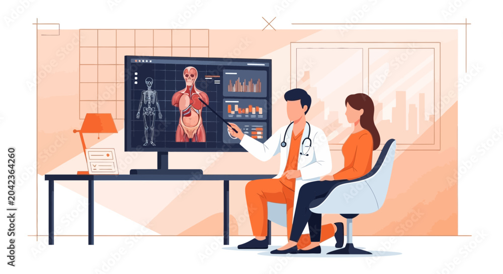Fototapeta premium Medical Consultation Demonstrating Human Anatomy and Diagnoses for the Patient's Understanding