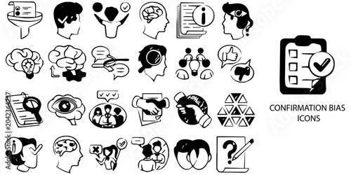 Konstfotografi Confirmation Bias simple New concept 24 Black and White color icons set