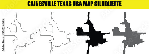 Bild auf Leinwand Gainesville Texas USA map silhouette