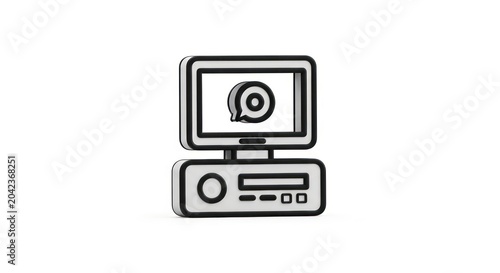 Retro monitor and electronic player line drawing