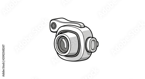 Detailed camera lens component line drawing