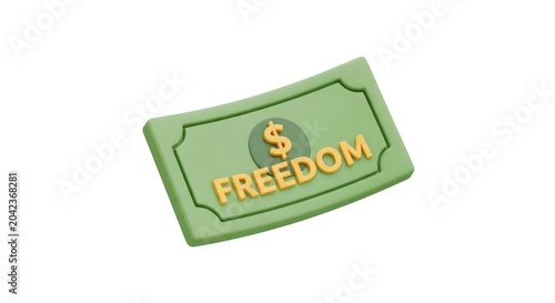 Financial freedom concept with green banknote and dollar sign