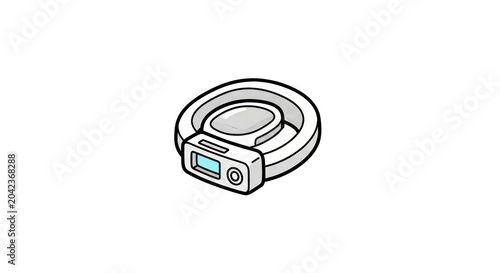 Modern circular smart device icon with digital interface