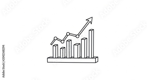 Business bar chart with upward arrow showing financial growth