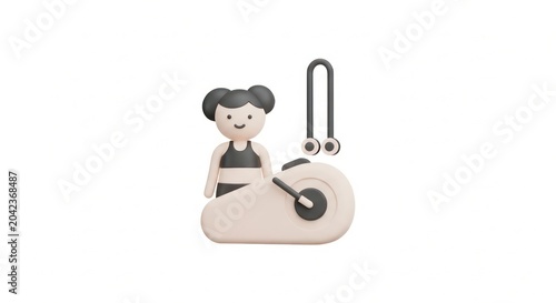 Cute character with exercise bike and skipping rope