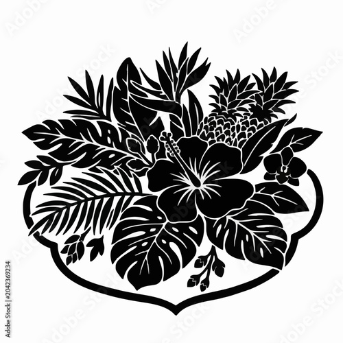 tropical flower stencil