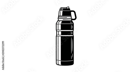 Foto Black insulated water bottle with handle.