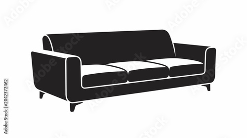 Photos A black and white illustration of a sofa.