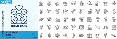 Konstfotografi Child Care Line Editable Icons set