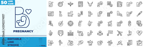 Tableau sur toile Pregnancy Line Editable Icons set