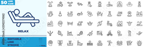 Fotografie Relax Line Editable Icons set