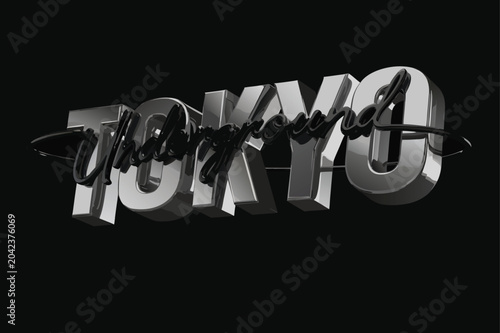 3D Tokyo Typography Text Effect Vector Illustration with Dark Background