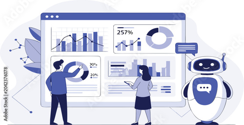 AI Business Analytics Dashboard with Robot Assistant and Team Collaboration

