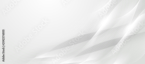 Minimalist white abstract background with soft gray wave patterns and smooth flowing lines for clean design.