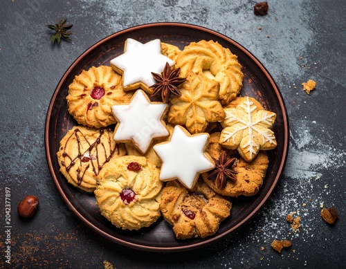 Festive cookie assortment on plate