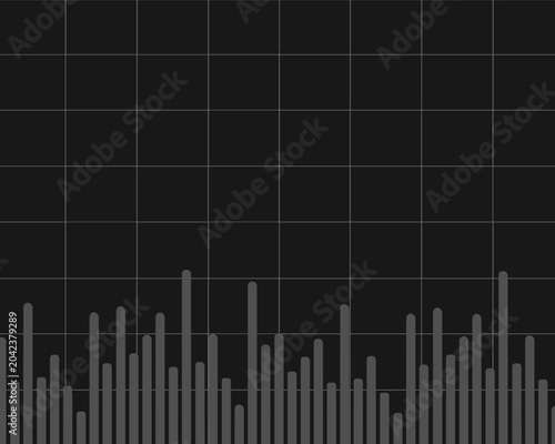 A dark, minimalist background featuring a subtle grid pattern with light grey vertical bar charts, ideal for financial, technological, and data-driven design presentations.