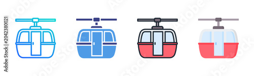 Cable Car Icon Set Multiple Style Collection