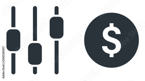 Canvas Print Icons representing settings, adjustments, and financial cost or pricing controls