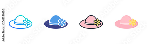 Fotografie Sun Hat Icon Set Multiple Style Collection