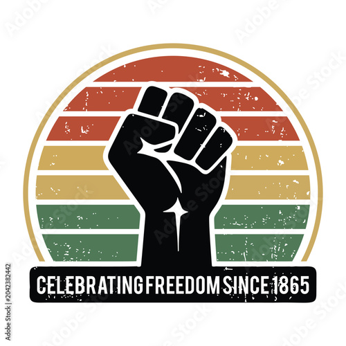 Vintage Juneteenth Freedom Sunset Vector