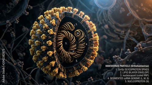 Detailed 3D Illustration of a Virus Particle Showing Internal Structure.