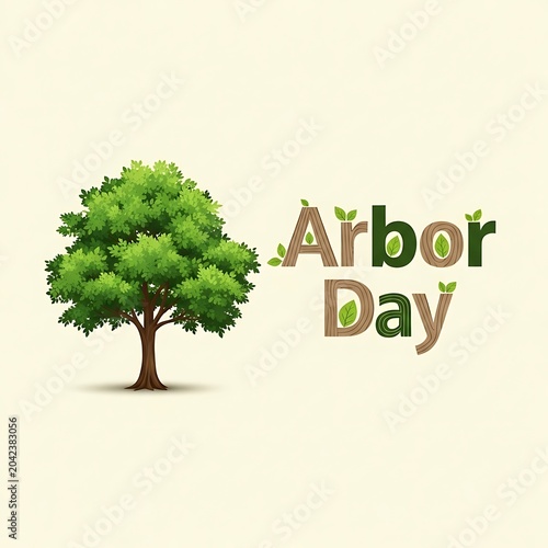 Vibrant green tree with 
