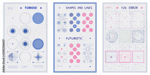 Tableau sur toile four vertical posters with geometric shapes toroid