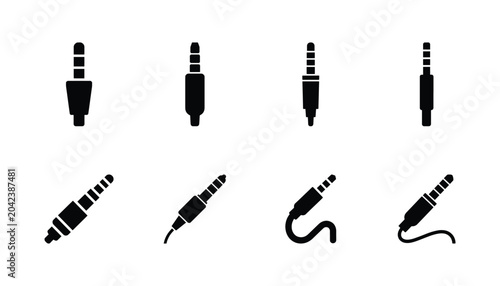 Foto Audio jack vector set, Headphone plug and TRS connectors vector