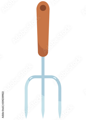 Konstfotografi Small hand garden fork cultivator with wooden handle, soil loosening equipment