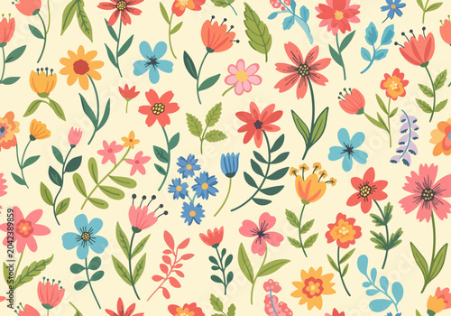 Simple modern flower illustration with flat shapes and muted tone palette