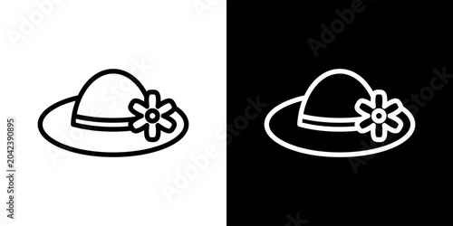 Φωτογραφία Sun Hat Icon Set Vector Collection Isolated In Black And White