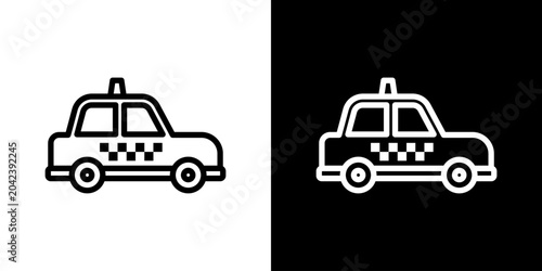 Schilderij op canvas Taxi Icon Set Vector Collection Isolated In Black And White