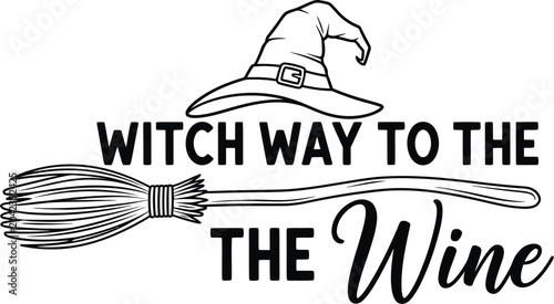 Fotografija Witch way to the wine silhouette graphic