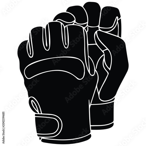 Protective sport gloves pair for mountain cycling vector illustration line art style.