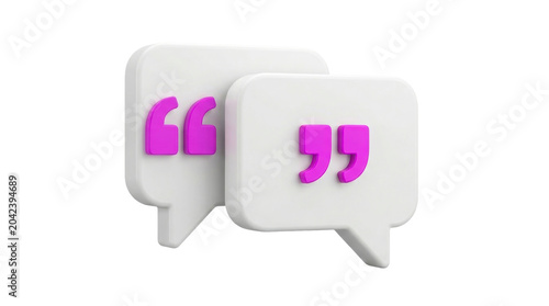 Speech bubbles with purple quotation marks on a transparent background PNG file