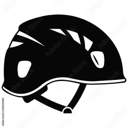 Schilderij op canvas Safety helmet vector silhouette illustration for extreme sport climbing head gear
