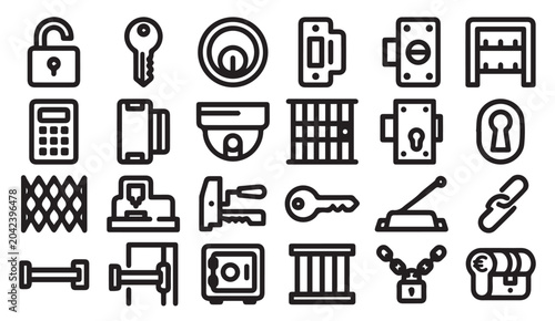 Canvastavla Comprehensive security and access control icon set with security, monitoring