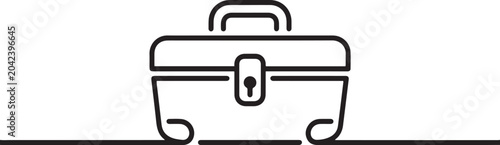 фотографія Continuous one line of a secure toolbox, equipment safety theme