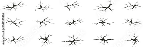 Foto Cracked ground fissure collection isolated on white background
