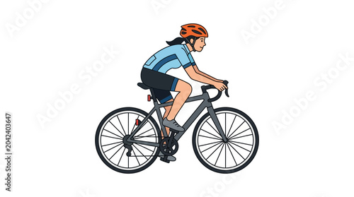 Woman cycling on road bike