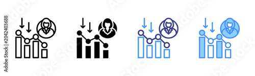 Fotografie Churn Rate Icon Set Multiple Style Collection