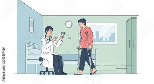 Medical Examination and Recovery Process: A Visual Depiction of Patient Care