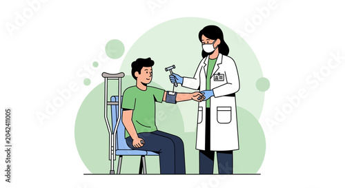 Medical Examination Illustration Featuring Doctor and Patient in Vector Style