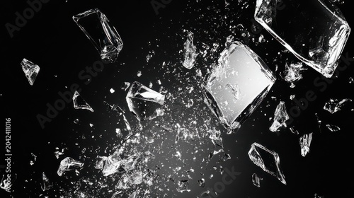 Abstract Explosion of Ice Cubes and Water Droplets in Dark Environment