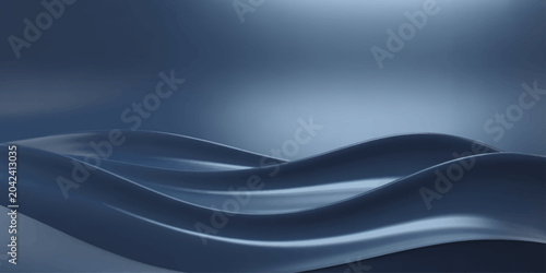 Konstfotografi Abstract blue waves of satin fabric undulate and flow, creating a mesmerizing, minimalist backdrop with subtle light reflections, evoking a sense of calm and elegance