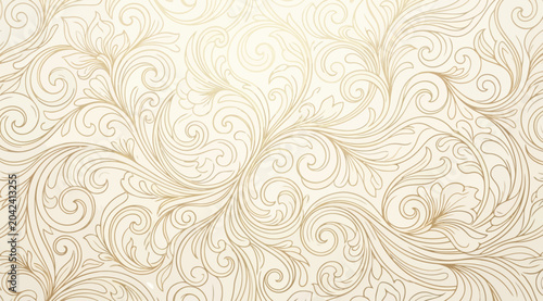 Εκτύπωση καμβά Luxurious gold floral damask pattern, intricate swirls and vintage ornate flouri