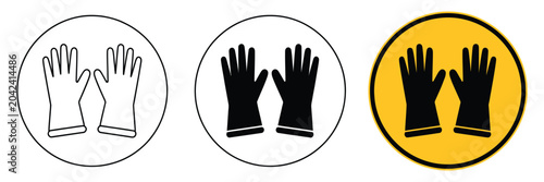 Foto Safety gloves icon set featuring line, solid, and colored PPE symbols for mandatory hand protection, industrial safety, and workplace compliance