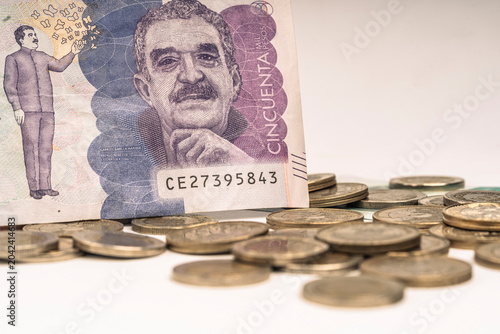 A pile of Colombian banknotes 
