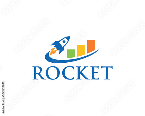 business logo design rocket chart
